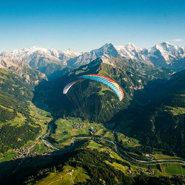 Paraglider über Alpenpanorama